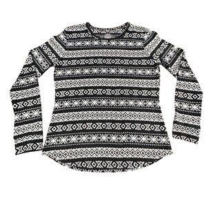 Cuddleduds Fleece Sweater Women L Black White Thumb Holes Climate Right